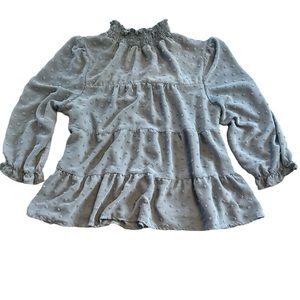 4/ $25 Monteau Blue long Sleeve Blouse Size L